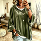 Damen-Sweatshirt aus Samt mit lockerer Passform und Kordelzug