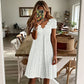 👗Top-Empfehlung - V-Ausschnitt Lochstickerei-Kleid mit Muschelsaum – Leicht & Romantisch für Gartenpartys oder Brunch 🌿