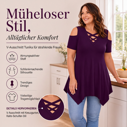 Damen Cold-Shoulder-Oberteil mit überkreuztem Schnitt