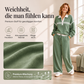 Gestricktes Sweatshirt mit Streifenpatchwork und Weite-Hosen-Set für Damen