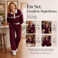 Gestricktes Sweatshirt mit Streifenpatchwork und Weite-Hosen-Set für Damen
