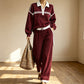 Gestricktes Sweatshirt mit Streifenpatchwork und Weite-Hosen-Set für Damen