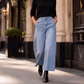 Legere gerade geschnittene 7/8-Jeans für Damen