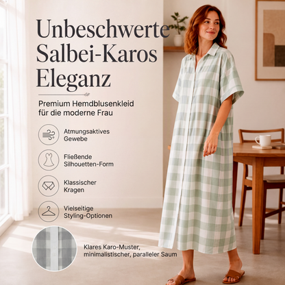 Damen-Karomaxikleid mit Knopfleiste