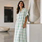 Damen-Karomaxikleid mit Knopfleiste