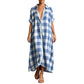 Damen-Karomaxikleid mit Knopfleiste