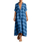 Damen-Karomaxikleid mit Knopfleiste