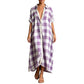 Damen-Karomaxikleid mit Knopfleiste