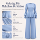 Elegantes Damen-Set mit Puffärmel-Oberteil und Weithosen