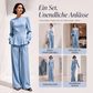 Elegantes Damen-Set mit Puffärmel-Oberteil und Weithosen