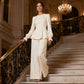 Elegantes Damen-Set mit Puffärmel-Oberteil und Weithosen