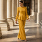 Elegantes Damen-Set mit Puffärmel-Oberteil und Weithosen