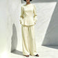 Elegantes Damen-Set mit Puffärmel-Oberteil und Weithosen
