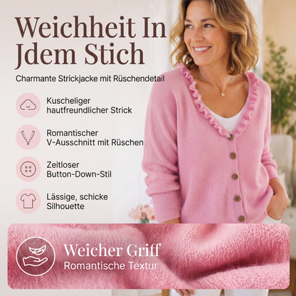 Damen-Strickjacke mit Rüschenkragen