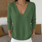 Damen Strickpullover mit Muschelkante-V-Ausschnitt