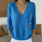 Damen Strickpullover mit Muschelkante-V-Ausschnitt
