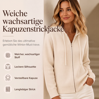 Gestrickte Kapuzen-Cardigan mit Reißverschluss für Damen