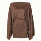 Damen Schulterfreies Bodycon-Kleid mit Fledermausärmeln