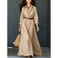 Maxikleid mit langen Ärmeln und Gürtel für Damen, klassischer Kragen, langes Kleid für Urlaub und Resort