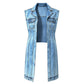 💥50 % RABATT !!🤠Damen-Jeanswestenkleid – ärmellos, mit hohem Schlitz, lange Weste im Streetwear-Stil