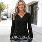 Women's V-Neck Knit Asymmetrical Hem Top