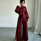 Damen-Lässiges Set aus kurzem Oberteil und weiten Hosen