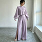 Damen-Lässiges Set aus kurzem Oberteil und weiten Hosen