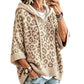Gestrickter Hoodie mit Leopardenmuster für Damen
