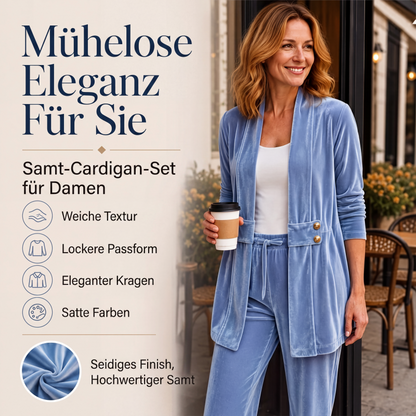 Zweireihige Samt-Strickjacke für Damen