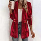 Zweireihige Samt-Strickjacke für Damen