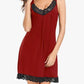 🌙👗50 % Rabatt！💤Elegantes Nachthemd mit V-Ausschnitt und Spitze