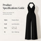 Damen Eleganter Neckholder Spitzen Plissee Weites Bein Overall