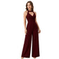 Damen Eleganter Neckholder Spitzen Plissee Weites Bein Overall