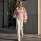 Damen Cold-Shoulder-Oberteil aus geblümten Jacquard