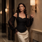 Damen Cold-Shoulder-Oberteil aus geblümten Jacquard