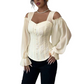 Damen Cold-Shoulder-Oberteil aus geblümten Jacquard