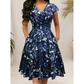 Elegantes bedrucktes Damenkleid mit Taschen