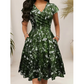 Elegantes bedrucktes Damenkleid mit Taschen