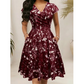 Elegantes bedrucktes Damenkleid mit Taschen