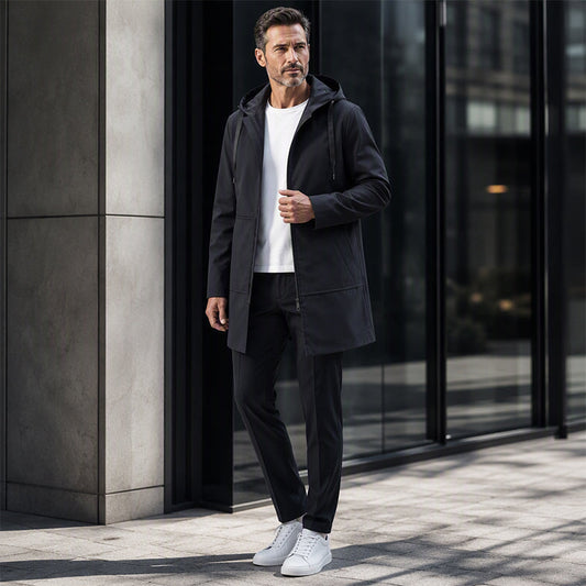 📢📢50%Rabatt!!!🎉✨Mittellange Windjacke mit Kapuze für Herren