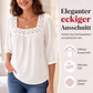 Damen-Bluse mit Spitze und Häkelarbeit, eckiger Ausschnitt