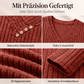 Geripptes Damen-Oberteil mit V-Ausschnitt und dekorativen Knöpfen