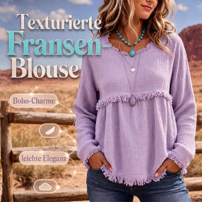Legeres Vintage-Oberteil mit Fransen für Damen
