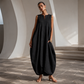 Ärmelloser V-Ausschnitt Weite-Beine Jumpsuit für Damen mit Taschen
