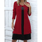 Legeres geripptes Langarmkleid für Damen