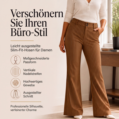Damen Gestreifte Ausgestellte Anzughose