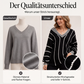 Locker sitzender gestreifter Damen-Freizeitpullover mit V-Ausschnitt