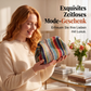Gestreifte Damen-Clutch aus gewebtem Material