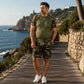 📢📢50%Rabatt!!!🎉✨Herren-Casual-Set: Camouflage-Kurzarmhemd und Shorts