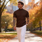 Legere Slim-Fit Herren-T-Shirts mit Stehkragen